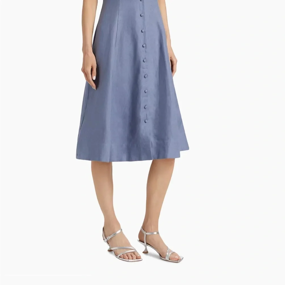 Reformation Sebastien linen midi dress in cornflower - size 8 - Picture 5 of 11